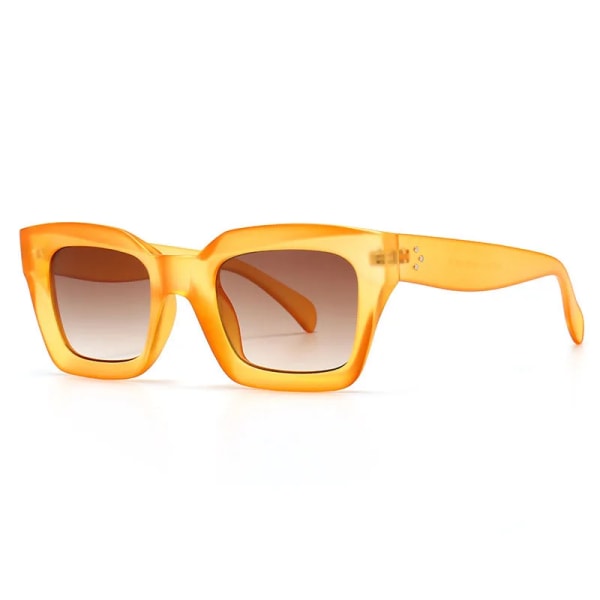 SO&EI Mode Cat Eye Solglasögon Dam Märkesdesigner Retro Fyrkantig Blå Lila Glasögon Kvinnliga Naglar Solglasögon Skärmar UV400 Män Orange tea