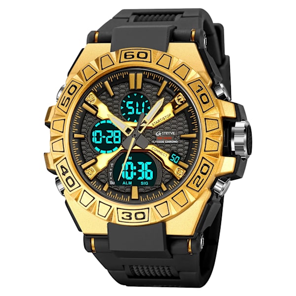 Ny STRYVE- watch för män högkvalitativ digital-analog Dual Movement 5ATM vattentäta klockor Mode sport watch 8025 8026 gold