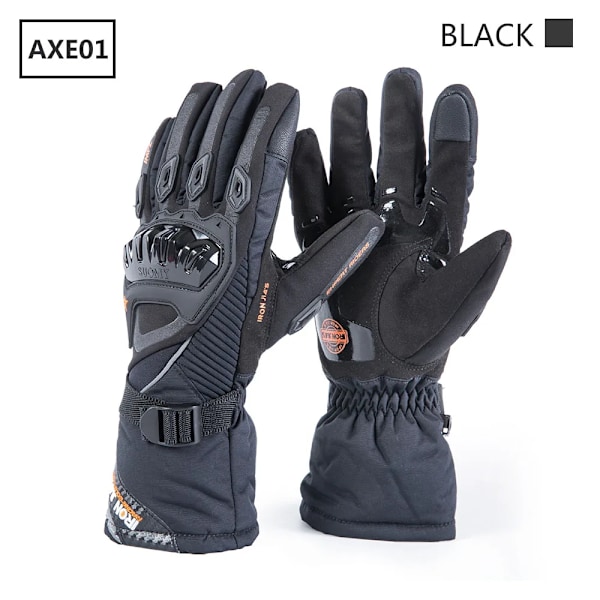 Iron Jia'S Vinter Motorcykelhandskar Varma Vattentäta Skyddande Guantes Moto Pekskärm Motorcykelkörning Motosiklet Eldiveni AXE01-Black XL
