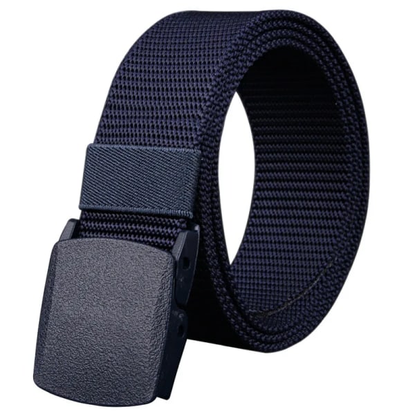 Plastspänne Nylon Canvas Bälte Herr Kvinnor Utomhusarbete, 1,5 tum brett metallfritt militärt taktiskt midjebälte Flygplatsvänligt Deep Gray 120cm