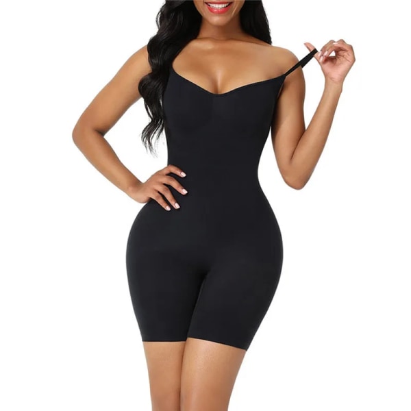 Sömlös Kvinnors Body Stor storlek Nya Höftlyftande Shapewear Damkorsett Body Sling Kropp Mage Kroppsunderkläder i ett stycke WD023-Black L