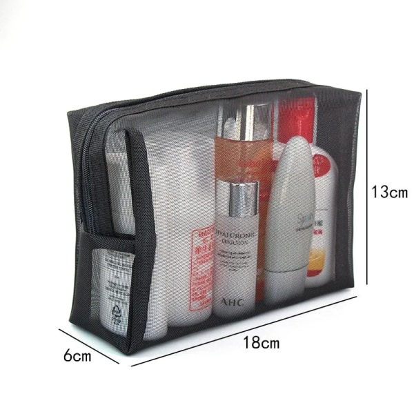 1 STK Kvinnor Män Nödvändig Bärbar Kosmetikväska Transparent Organizer Mode Stora Svarta Toalettväskor Sminkpåse Solid-L