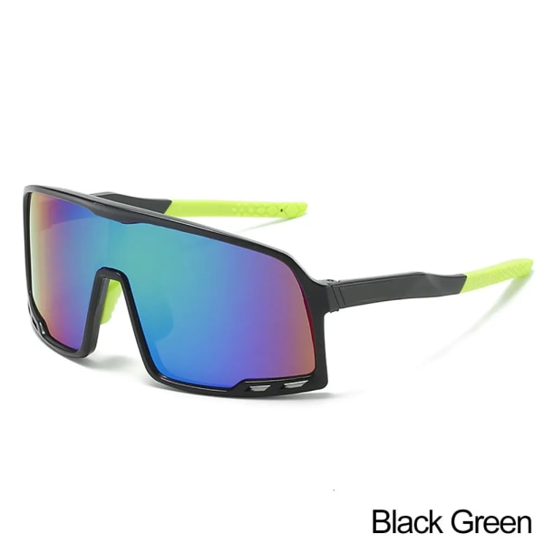 Stor fyrkantig ram utomhus UV400 Cykelsolglasögon MTB Bike Shades Cykel Solglasögon Sport Löpning Cykel Ridning Solglasögon Black Green