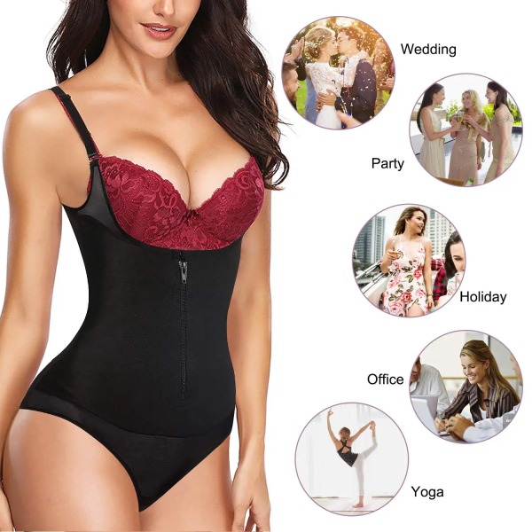 Nadaingaa Latex waist trainer Slät underbyst Smalning Underkläder Bodysuit Shapewear Magstrimmer Kvinnor Korsett Beige M