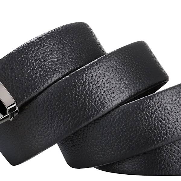 Herr Business Style Bälte Svart Pu Läderrem Man Midjeband Automatiskt spänne Bälten för män Toppkvalitets gördelbälten för Jean Black