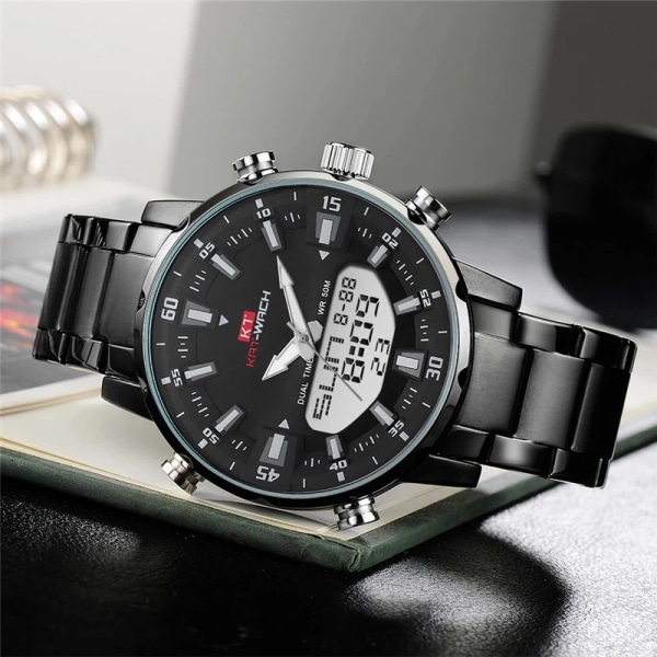 2023 Watch Herr Toppmärke Vattentät Sport Digitala klockor LED Steel Military Quartz Watch For Herr Armbandsur Relogio black 2