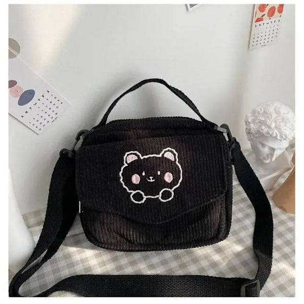 Heta kvinnor Canvas Dragkedja Preppy Style Student Tote Shoulder Messenger Bag Liten Manchesterväska Reseväska Handväska Black