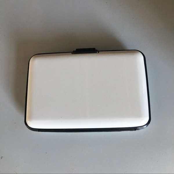 Män High-end aluminium rand Bankkorthållare Blockerande hårt case Solid Kreditkort Anti-RFID skanning Skydda korthållare white