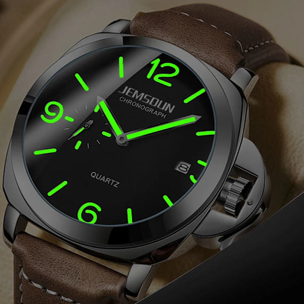 Lyx Toppmärke Watch Herr Vattentät Kvartsbrunt Läder Militär Armbandsur Herr Arméklocka Man watch hombre hodinky Style C- 2