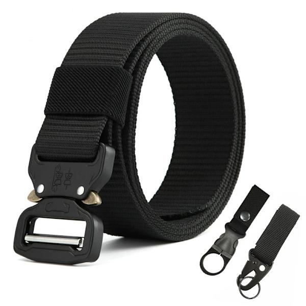 MEDYLA Officiellt äkta herrbälte Utomhussport Nylon Metallspänne Bälte Fritid Bergsbestigningsbälte Nödöverlevnadsbälte Black 1-PK2 120cm