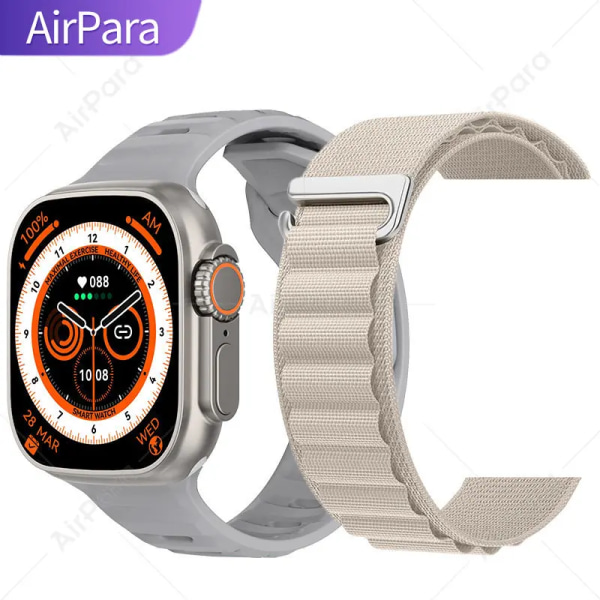 AirPara Smart Watch Ultra Bluetooth Call NFC Smartwatch Wireless Charge Health Monitor Herr Dam Fitness Watches Series 8 With Alpine Strap(.537)