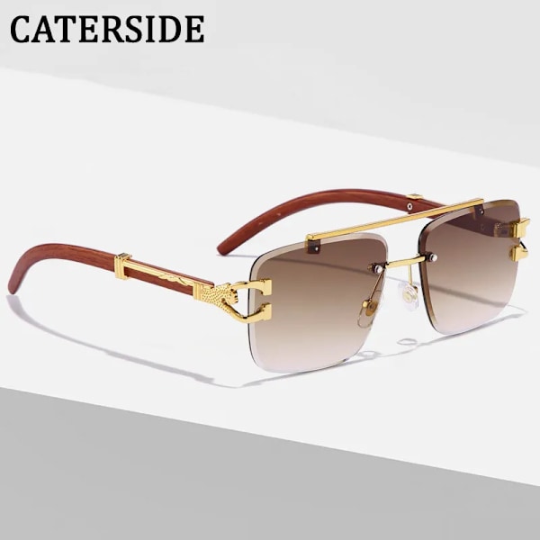 CATERSIDE Retro fyrkantiga solglasögon Män Kvinnor 2022 Lyxmärke Designer Guld Lejon Dekoration Solglasögon Män Resande Glasögon C05 Gold Brown As Photos Showing