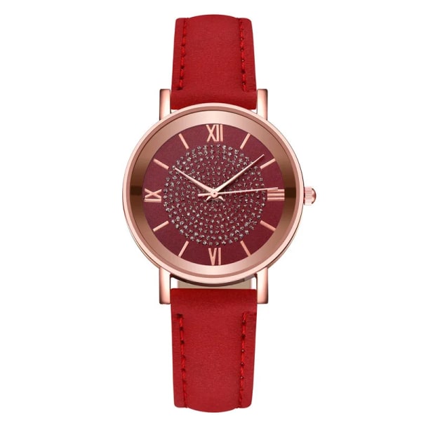 Mode Watch Watch Star Sky Dial Klocka Quartz Armbandsur Dam Casual Mesh Bälte Armbandsur Klocka Red