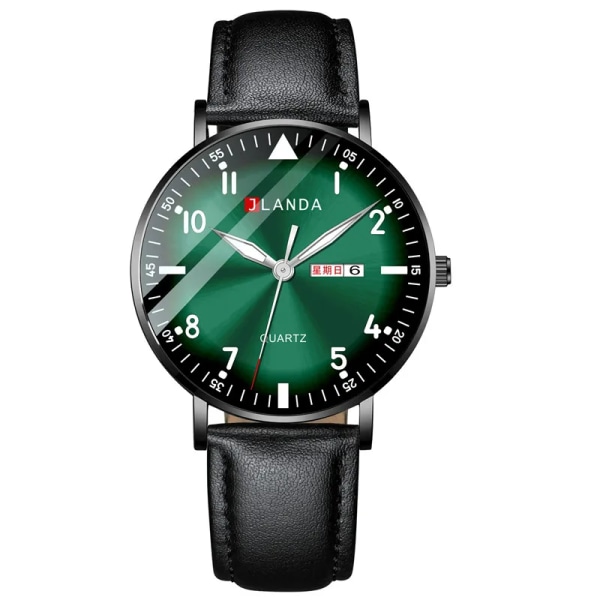 Nya klockor män lyxmärke 6 mm ultratunna mode män klockor rostfritt stål Mesh bälte Lysande vattentät kvarts watch Leather Black Green