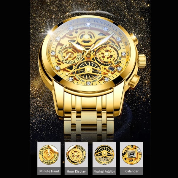Svänghjul Roterande fönster Herrklockor Lyx Mode Lysande Date Herr Watch Vattentät Manklocka Relogio Reloj Hombre Silver with Box