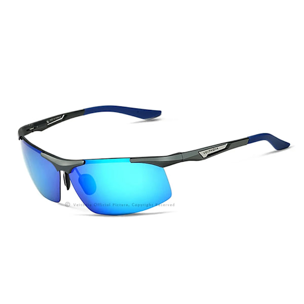 VEITHDIA Aluminium Solglasögon för män Polariserad UV400-lins Spegelglasögon för män Sport Cykling Utomhusglasögon Tillbehör 6562 Blue Original Package