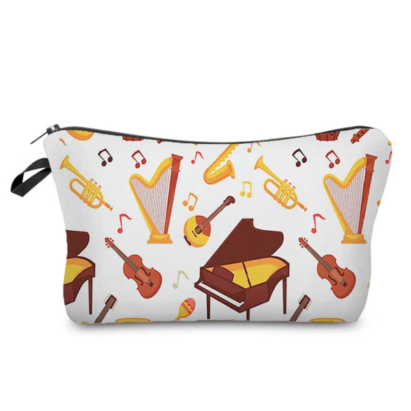 Högkvalitativ organizer Bärbart case Piano Gitarrmålning Dam Sminkväska Värmeöverföring Musiknoter Print Kosmetiska väskor hz3441 Music Bag