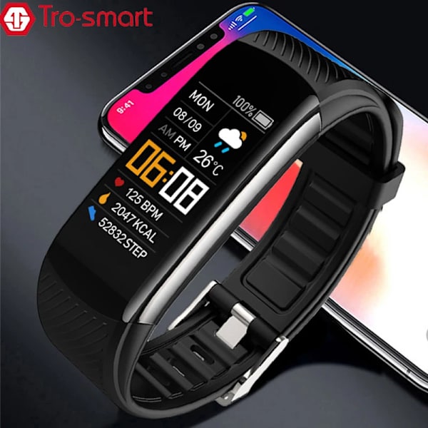 Sport Smart Watch Herr Dam Smartwatch Elektronik Smart Klocka För Android IOS Fitness Tracker Nytt mode Smart-klocka C5S black add strap 3