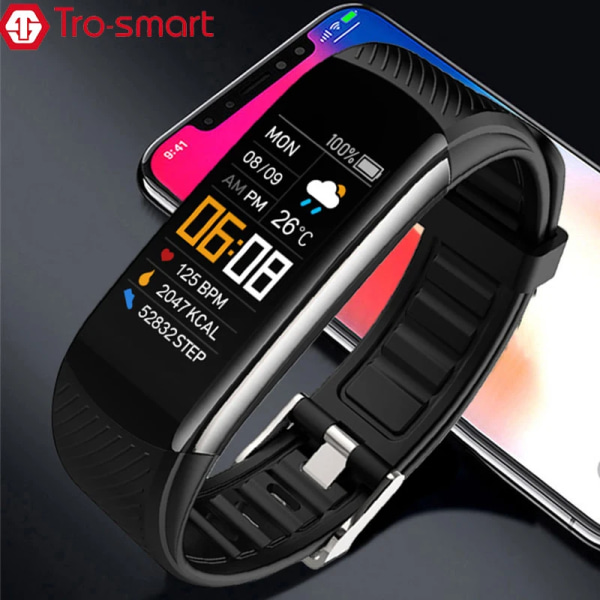 Sport Smart Watch Herr Dam Smartwatch Elektronik Smart Klocka För Android IOS Fitness Tracker Nytt mode Smart-klocka C5S black add strap 4