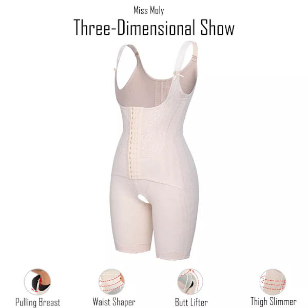 Miss Moly SLIM HELA KROPP SHAPER DRÄKT BRIEFS MIDJA CINCHER TRAINER LÅRMINSKAR TROSA KONTROLL PUSH-UP SHAPEWEAR LEGGING KORSETT Beige 4XL