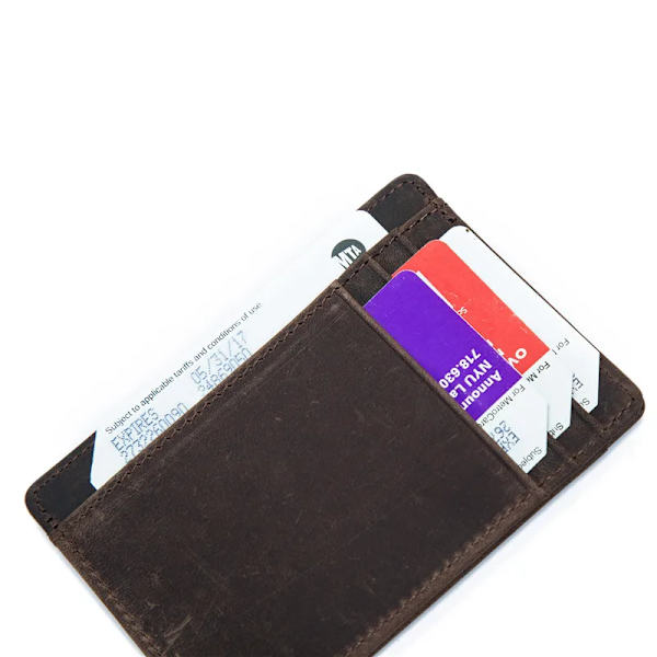 Retro unisex smal korthållare i äkta läder Plånbok Mjuk kohud Mini tunn Kreditbankkortsväska Små män Kvinnor Plånböcker dark brown