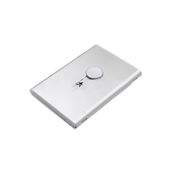 Metall Visitkortshållare Hand Push Card Case Bankkort Medlemspaket Ultra Tunt Visitkort Förpackning Box Organizer A-Silver
