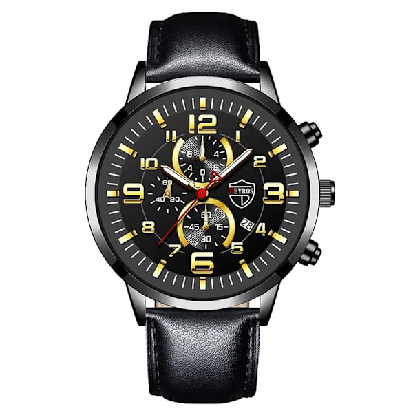 Herrklockor Rostfritt stål Läder Quartz Armbandsur Man Business Watch Watch Datum Lysande Man Casual Armband Klocka As shown 4
