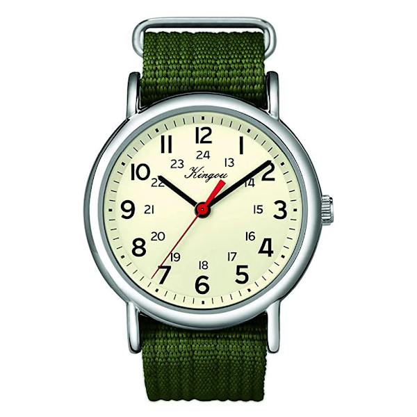 Watch Militär nylon Vattentät kvartsklockor för män Pojke anti-scratch Spegel 40 mm Armbandsur Födelsedagspresenter Green A