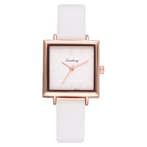 Damklockor Lyx Fyrkantig Urtavla Rose Gold Mode Enkla Klockor Spänne Klänning Armbandsur Causal Damklocka reloj mujer white