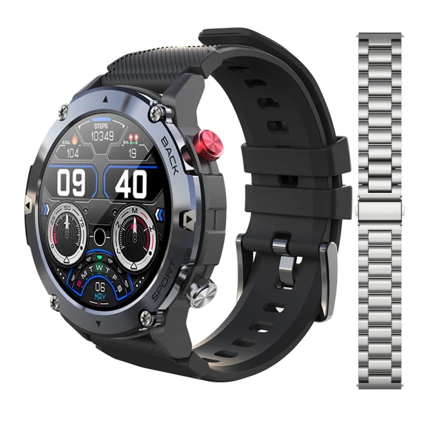 LEMFO LF26 Max Smart Watch Herr Bluetooth Call Smartwatch IP68 Vattentät 360 HD Screen Standby för Android IOS Black silver