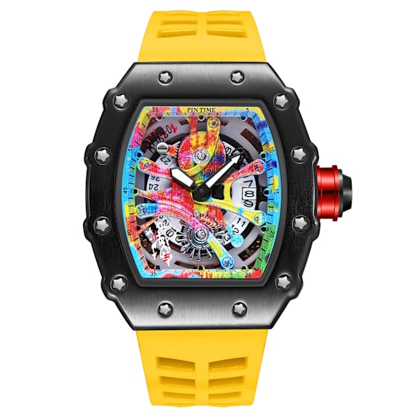 Modern design watch Sport lysande vattentät militärautomatisk watch för man pojkar Silikonrem Tonneau-urtavla QT336-3