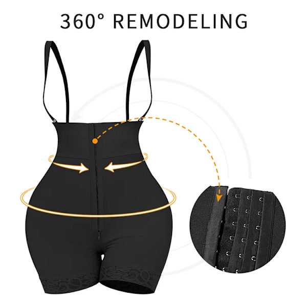 Damunderkläder Dubbel högkompression timglas Waist Trainer Butt Lifter Postoperativa shorts Fajas Colombianas 98-D1598 Black 4XL