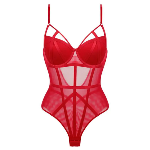 Sexiga underkläder för kvinnor Strappy Body Slimming Underkläder för kvinnor Push up-korsett och Shaper Vadderad med Gather BH Shapewear red L