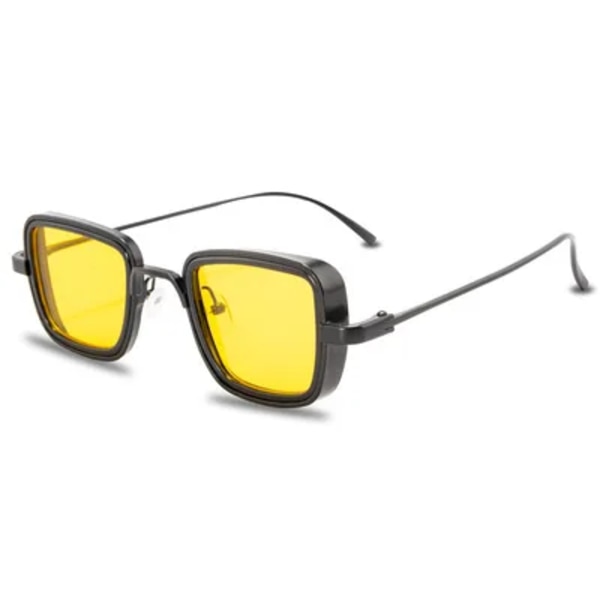 Steampunk-stil fyrkantiga solglasögon klassiska gotiska män kvinnor märkesdesigner fyrkantig legering båge Färgglada lins solglasögon BlackYellow MULTI