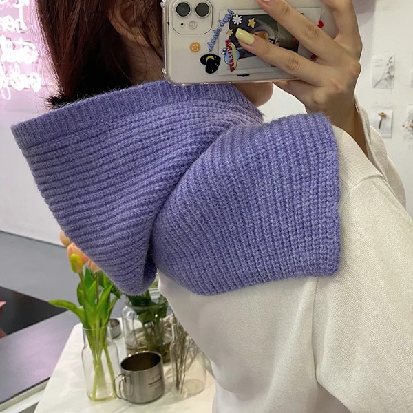 Nya Mode Vinter Kvinnors Hattar Beanie Hatt Stickad Huva Halskrage Justerbar Elastisk Keps Flickors Hattar Gorros Mujer Invierno Gray 54-60cm