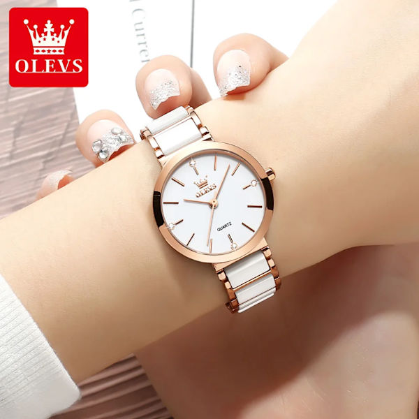 OLEVS Creative Fashion Dam Klockor Rose Gold Dam Armband Klockor Reloj Mujer Waterproof Quartz Watches Dam Svarta Black