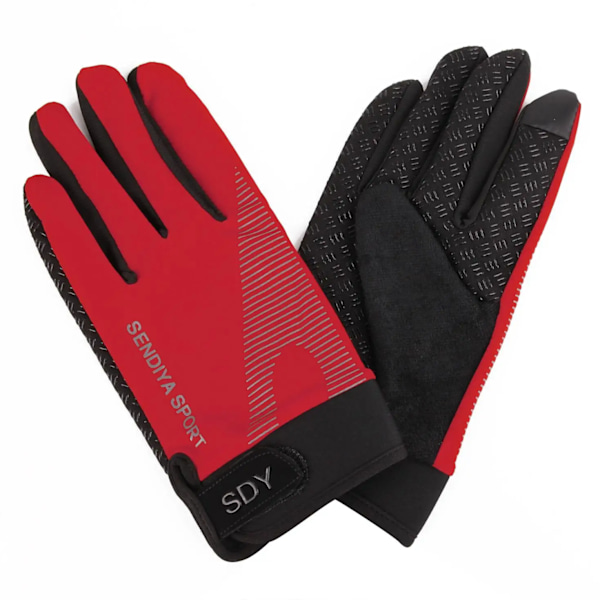 Quick Dry Cykelhandskar Full Finger Touchscreen Herr Dam Handskar Andas Höstvantar Lättvikts Ridhandskar Cykling Red M