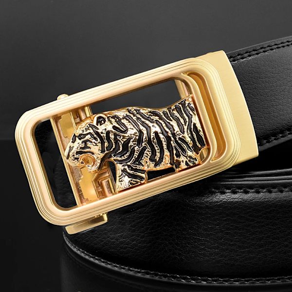 Lyxmärke tiger automatiskt spänne man vitt bälte äkta läder modedesigner Casual Hög kvalitet ceinture homme Red silver 1(.215) 110cm(.215)