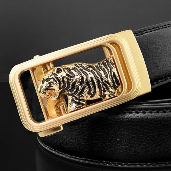 Lyxmärke tiger automatiskt spänne man vitt bälte äkta läder modedesigner Casual Hög kvalitet ceinture homme Red silver 1(.216) 115CM(.216)
