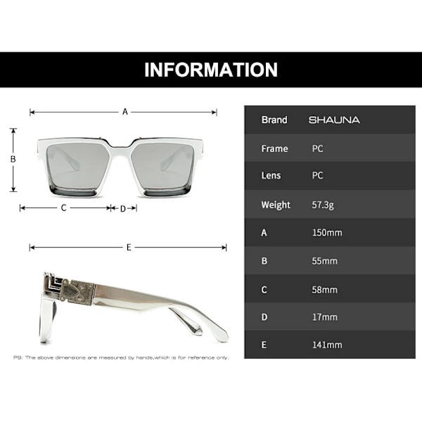 SHAUNA Retro fyrkantiga solglasögon Kvinnor Märke Designer Sommarstilar Godisfärger Mode Silver Spegelskärmar Män UV400 Matte Black Grey as the picture