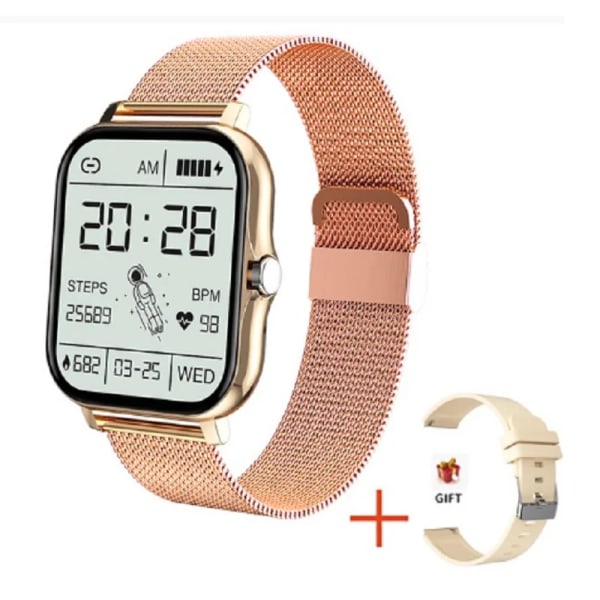 Multifunktionell Smart Watch Watch Bluetooth svar Telefon Smart Watch Full Touch-telefon för män Fitness Watch Rose gold(.1443)