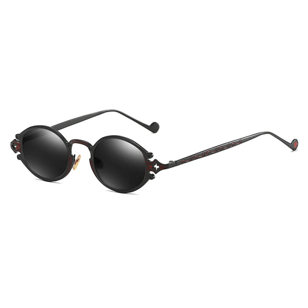 nya cateye street shoot man solglasögon dam retro steampunk glasögon gotisk oval Metallbåge snidade solglasögon Gafas sol mujer C1 Black-Black