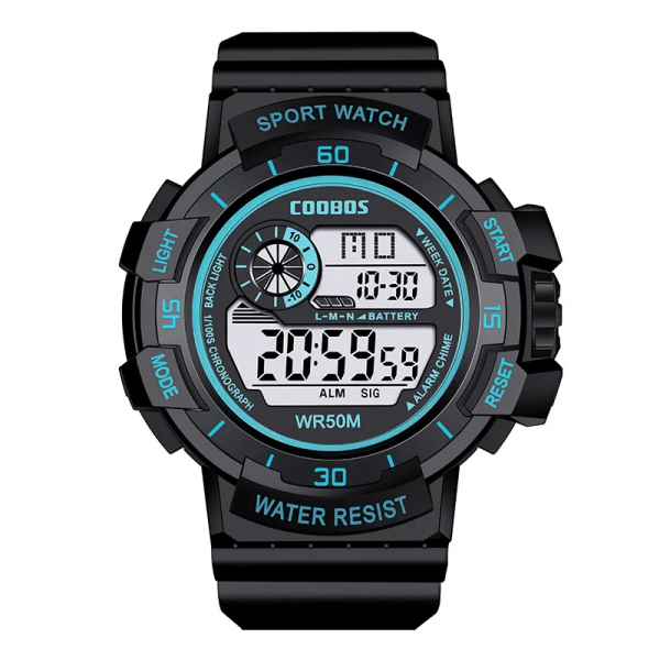 COOBOS Mode Watch för män Snygg LED-ljus Digitala klockor för man Elektroniska armbandsur Sportklockor reloj hombre Blue 2