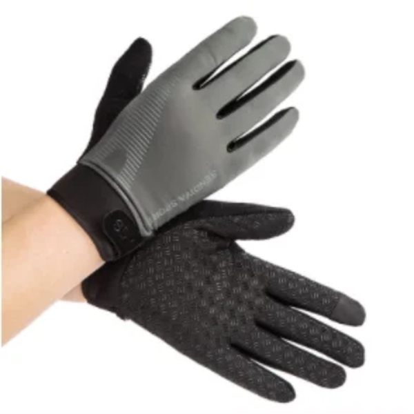 Män Cykelhandskar Full Finger Touch Screen Motorcykel Cykel Mtb Cykel Handskar Gym Träningshandskar Utomhusfiske Hand Guantes Black Grey M