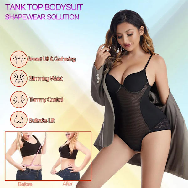 Bodysuit One-Piece Shapewear för kvinnor Magkontroll Rygglös Inbyggd BH Body Shaper Sexiga underkläder Sömlös korsett Plus Size Beige XL