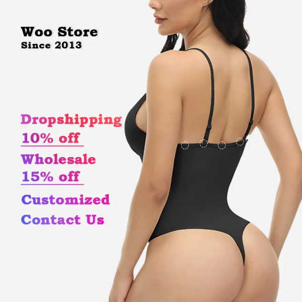 Woo Store Kvinnor Body Slimming Underkläder Kroppsformare Thong Waist Trainer Korsett Shapewear Tummy Control WSSS-12 Black XXXL
