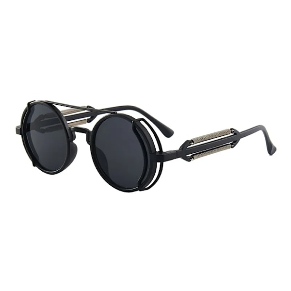 Steampunk Solglasögon för män Kvinnor Rund metallbåge Punk Double Spring Leg Glasögon Klassisk retro gotisk stil Solglasögon C1 Other