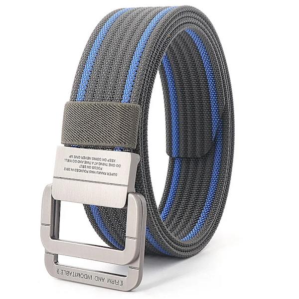 Snygga män Bälten Dubbla ringar Metall Skjutspänne Canvas Stickad Snabbtorkande Jeans Accessoarer Utomhus midjerem Unisex Cinto Color20 110cm