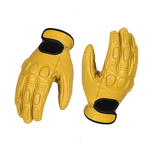 Retro Fårskinn Andningsbara Läder Motorcykelhandskar Racinghandskar Herr Motorcross Vinter Sommarhandskar Hel-/Halvfingerhandskar Yellow M