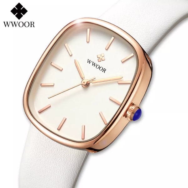 WWOOR 2023 Watch Mode Läder Watch Toppmärke Lyx Vattentät Damarmbandsur Montre Femme Feminino Silver black box